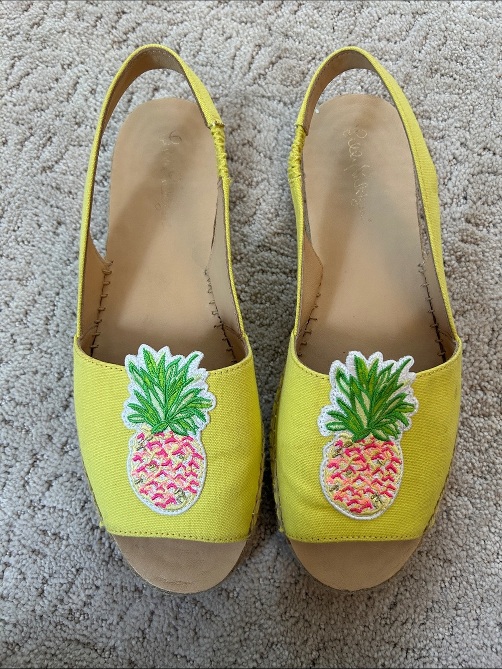 Lilly Pulitzer Yellow Pineapple Slingback Mules